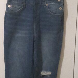 Jeans women blue jeans pullover Size M cotton distressed farmerwear casual look